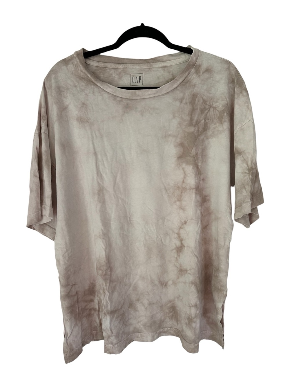 GAP Oversized Soft Taupe Tie-Dye Short Sleeve Cotton Tee